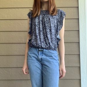 American Eagle blue ruffle top